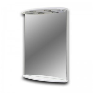 Зеркало "КЕРСА 03" 50см с полочкой, подсветкой и выключателем, белое