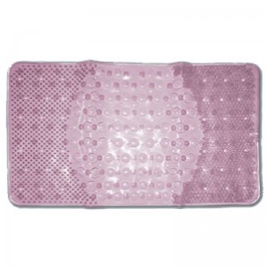 Коврик резиновый массажный 66х39 (BR-6639) для ванной на присосках, розовый